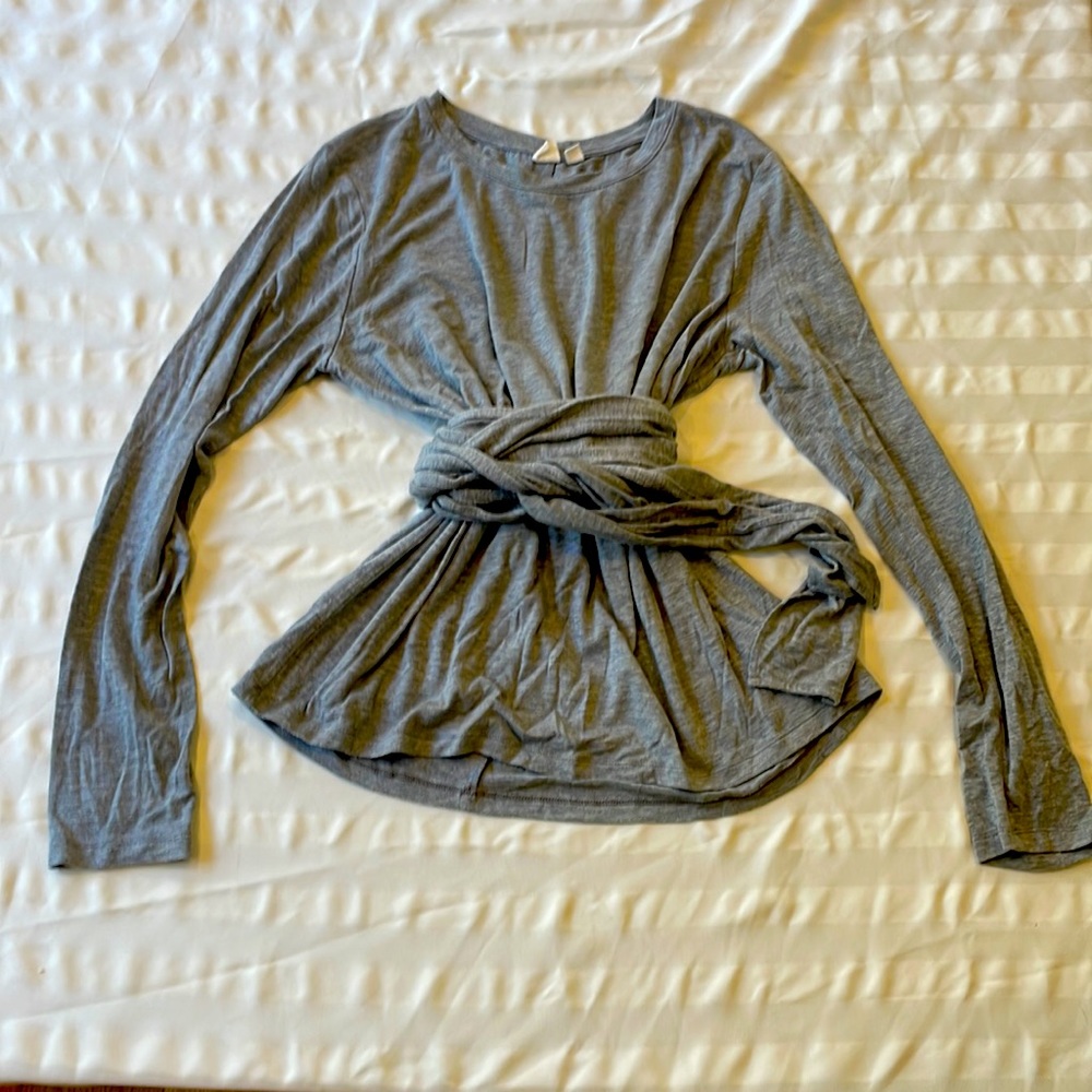 long sleeve tee with waist wrap